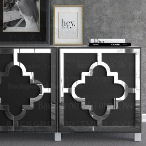 2Sets Mirror Stickers Sticker Bathroom Decor Room Decoration Long Wall Mirrored Adhesive Paper Geometric Square Line Art R240