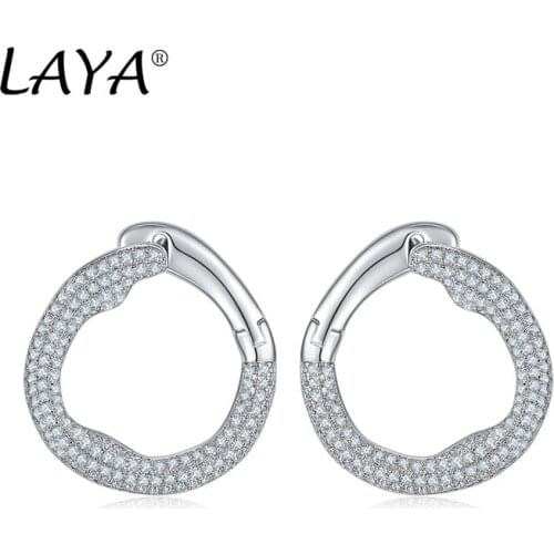 925 Sterling Silver High Quality Circle Clear Cubic Zircon Earrings For Womens Engagement Party Fashion Luxury Jewelry Gift