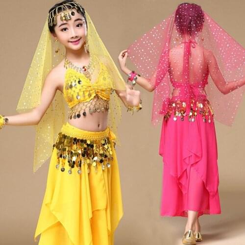 Girls Belly Dance Costumes Children Oriental Belly Dancing Costumes Set Girl Indian Dance Dress Suit 5 Colors Dance Wear