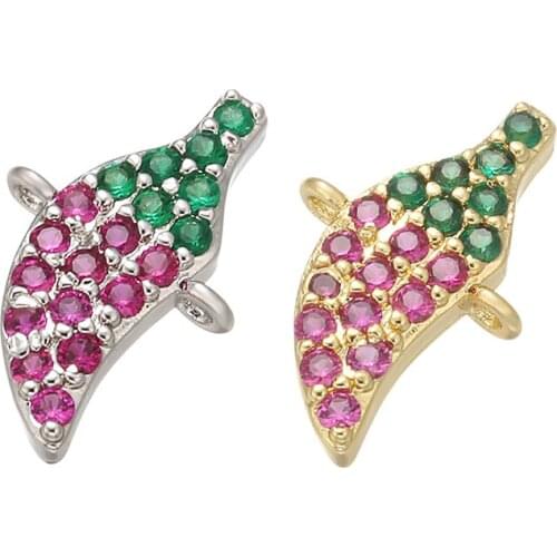 ZHUKOU 10x15mm Fashion Fruit Banana Crystal Pendant Connector for Women Necklace Bracelet DIY Jewelry Accessories model:VS394