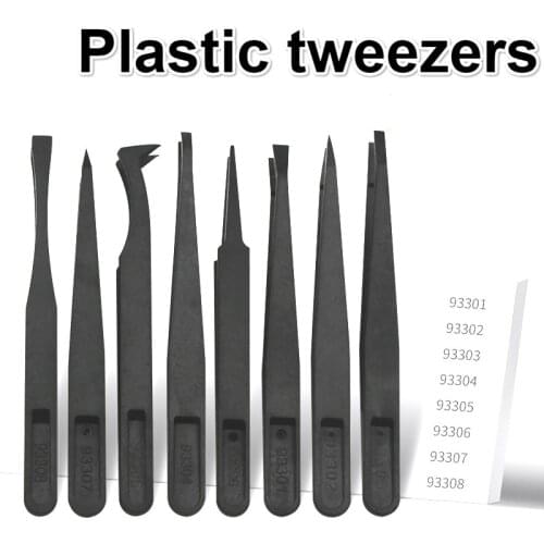 1/8Pcs Multifunction Thicken Anti-static Carbon Fiber Electronic Tweezers Kit ESD Plastic Forceps PCB Repair Hand Tools Set