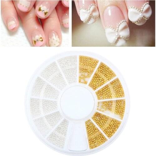 1box Mini Stainless Steel Beads In Wheel Nail Caviar Beads Nails Studs Gold Silver Beads Nail Art Accessories Decorations
