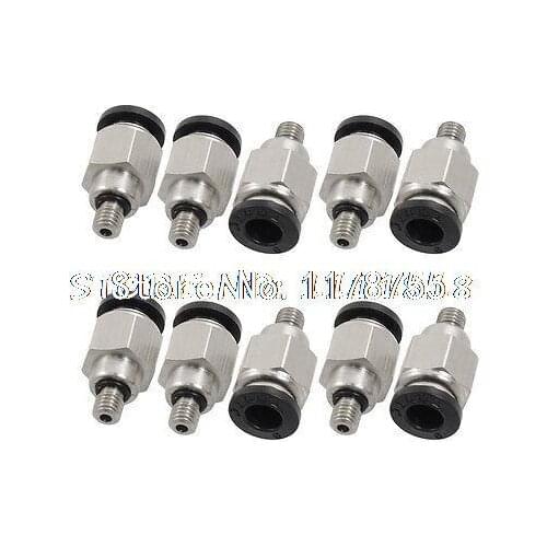 10 x Straight Quick Connectors Pneumatic Fittings 6mm x 5mm Male Thread