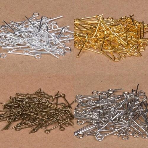 100pcs Gold Silver Color Eye Head Pins16 20 24 30 40 45 mm Eye Pins Findings For Diy Jewelry Making Jewelry Accessories