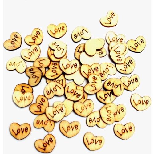 200pcs Wood Heart Craft Embellishments MDF Wooden Cutout Flatbacks Scrapbooking For Cardmaking DIY Art Wedding Decoration