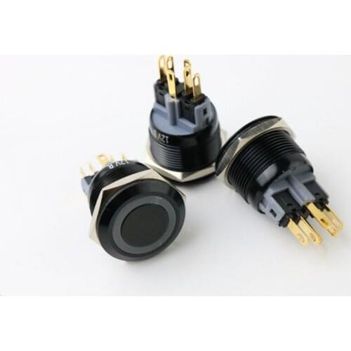 22mm metal button switch ring LED lamp stainless Self locking