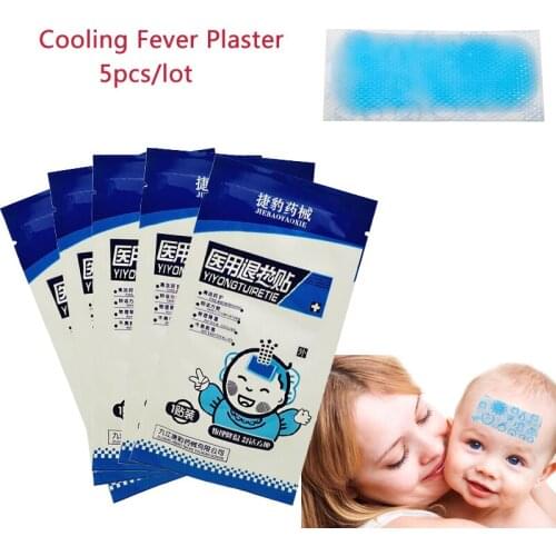 5pcs Chinese Cooling Fever Plaster For Children Baby Temperature Ice Instant Cooling Gel Patch Baby Physical Cooling Plaster