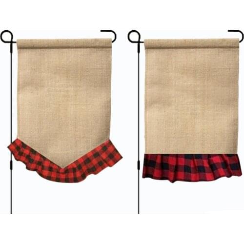 50pcs Blank Burlap Garden Flags Banners Plaid Christmas Outdoor Yard Decoration Flags SN1443