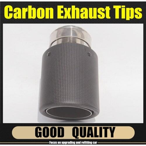 Car Carbon Fibre Matt Exhaust System Muffler Pipe Tip Straight Universal Silver Stainless Mufflers Decorations For Akrapovic