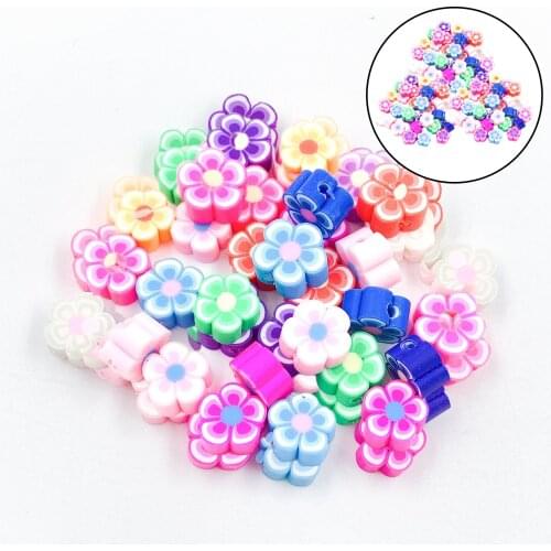 10mm DIY Jewelry Findings Clay Beads Flower Beads Polymer Clay Beads For Jewelry Making DIY Bracelet Necklace 100Pcs