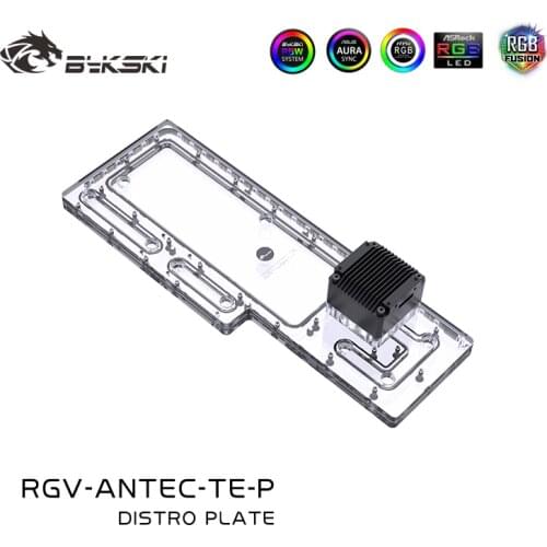 Bykski RGV-Antec-TE-P, Distro Plate For Antec Torque Case,Waterway Board Reservoir Loop Solution,2X 360 Radiator 2V/5V RGB SYNC