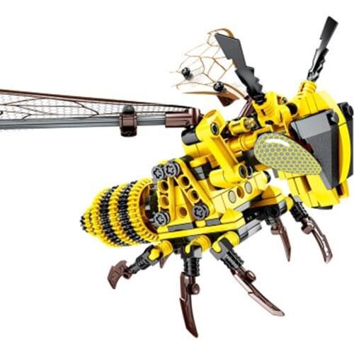 Piece block children assemble bee insect animal science and technology gear series boy toys birthday gift