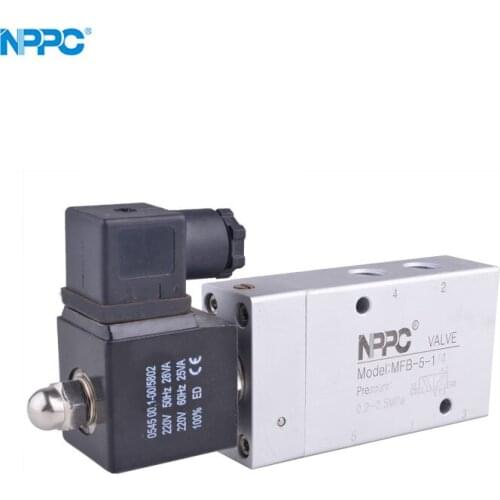 MFB series high pressure solenoid valve, NPPC brand, 5/2 way, 1/4", 24V DC, MFB-5-1/4
