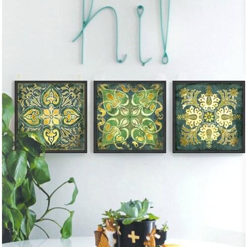 Emerald pattern retro 3 piece 5d Diamond Painting,diamond Embroidery Pattern flower,Cross Stitch home decor C185