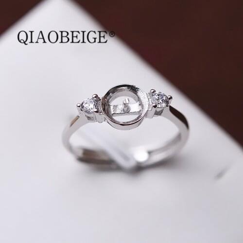 QIAOBEIGE Diy 925 Zircon South Sea Pearl Rings Mounting S925 Silver Rings For Women best gift components for jewelry making