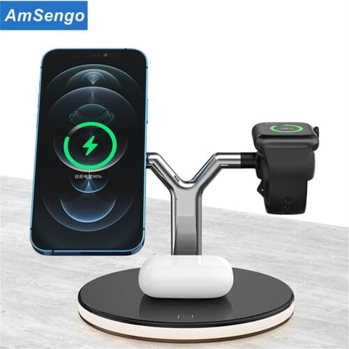 3 in 1 Magnetic Wireless Charger 15W Fast Charging Station for Mag safe iPhone 12 pro Max Chargers for Apple Watch Airpods pro