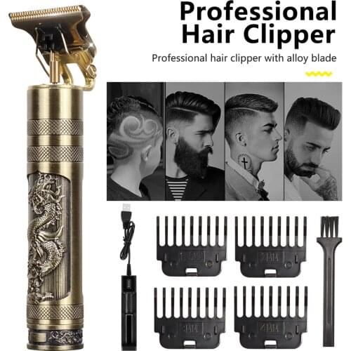 TBald Head Hair Clipper Trimmer For Men USB Rechargeable Mower T-Outliner Barber Shaving Machine Vintage Haircut Cutter Cordless