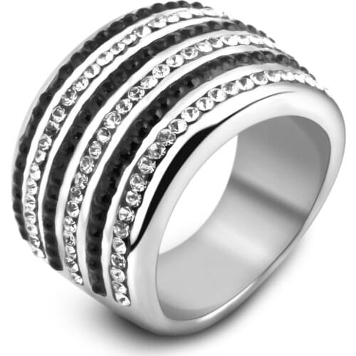 Fashion Women Finger Crystal Ring Austrian Wedding Rings For women 316L Stainless Steel With Austrian Crystal Stellux