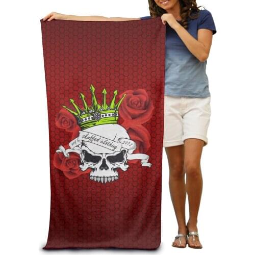 Skull With Crown And Rose Soft Towel Fashion Wearable Beach Spa Wash Clothing Diving Suit Change Swim Robe Summer Pool Swimming