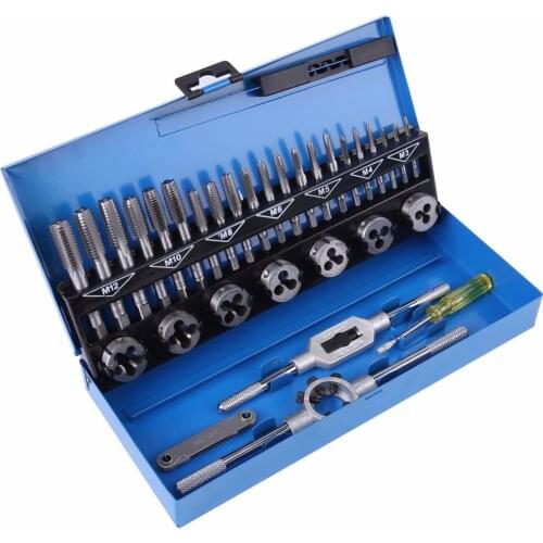 32Pcs/set M3-M12 Alloy Steel Taps and Dies Set Wrench Thread Gauge Thread Tap Die Kits With Box Hand Tools Set
