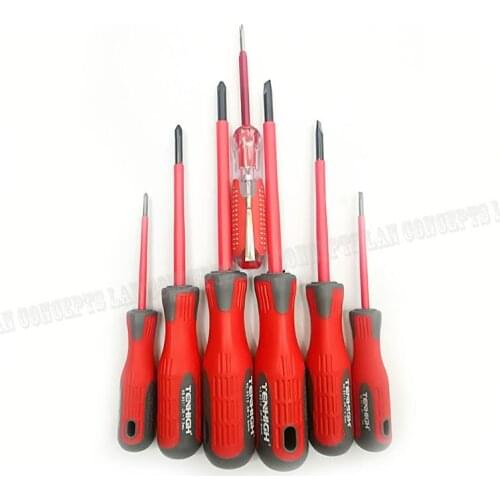 7 pieces Screwdriver Set with Magnetic Slotted and Phillips Bits Electricians Electrical Work Repair Tool Screw Driver Kit