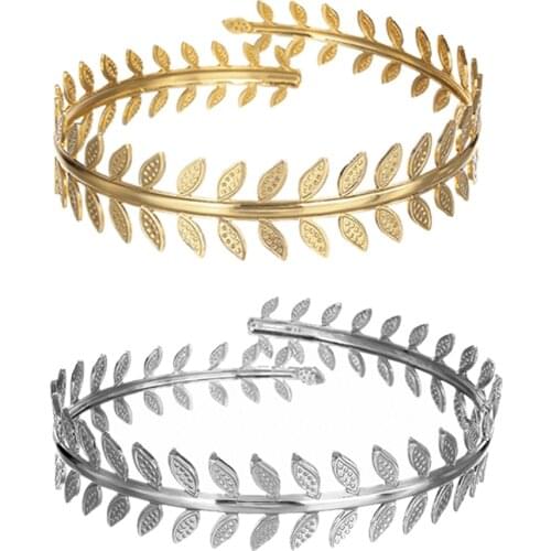 Women Girl Laurel Leaf Bracelet Armband Upper Arm Cuff Armlet for Party Beach
