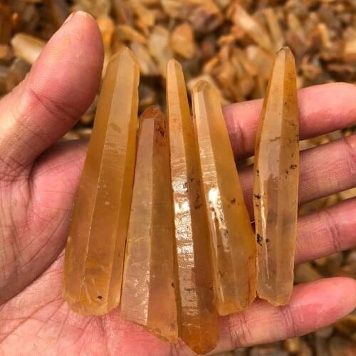 Natural Yellow Smoky Citrine Quartz Crystal Points Wand Rough Original Yellow Healing Stone Specimen Mineral