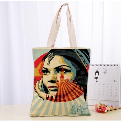 New Shepard Fairey Canvas Tote Bag Fashion Durable Women Student Cotton Linen Handbag Printed Shopping Bags Custom logo