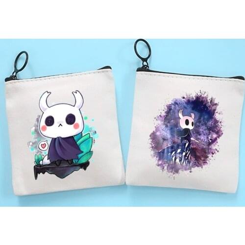 Novelty Hollow Knight Games Cartoon Canvas Coin Purse Coin Purse Collection Canvas Bag Small Wallet Zipper Key Bag Hand Gift