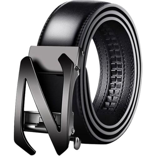 New fashion Black buckle automatic leather belt for man cow genuine male belt business Korean mens belt QZ0073