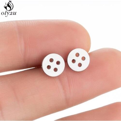 Autumn Winter New Vintage Geometry Buttons Shape Stud Earrings for Women Bohemia Round Small Earring Girls Party Gifts