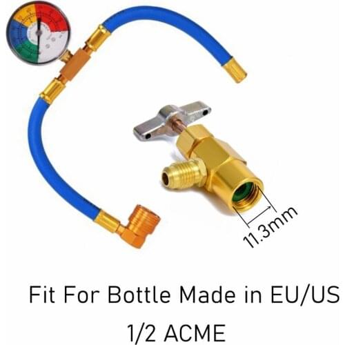R134A Recharge Hose Kit Car Air Conditioning Refill Hose Valve 1/2 ACME
