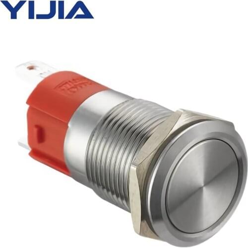 19mm 10A High Current Flat Head Self-Locking Metal Push Button 1NO GQ19AF-10Z/S