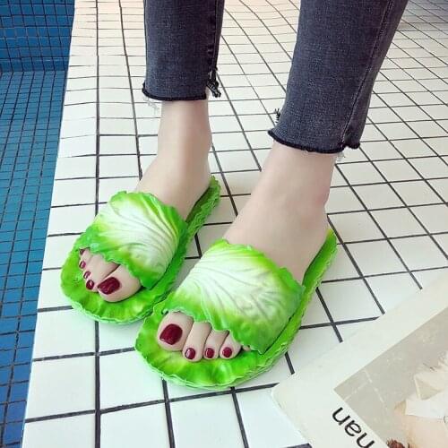 Women Summer Shoes Design Cabbage Home Bathroom Flip Flops Funny Outdoor Shoes Women Non Slip Soft On Outdoor Flat Shoes