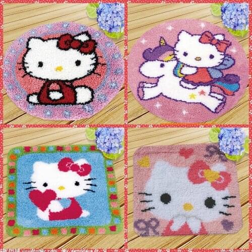 Smyrna Latch Hook Pillow Cute Cat Carpet Embroidery Do-It-Yourself Carpet Cushion Button Package Latch Hook Rug Kits knoopkussen