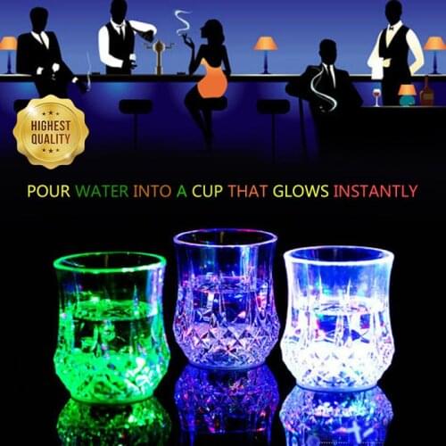 LED Light Glass Cup Luminescent Wine Glass Glowing Drink Juice Cup Beer Glass For Party Bar Romantic Theme Glow Drinkware Home