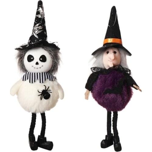 2Pcs Halloween Decoration Hanging Witch Spider Bat Pendant For Haunted House Bar Party Front Yard Garden Decor Fiestas