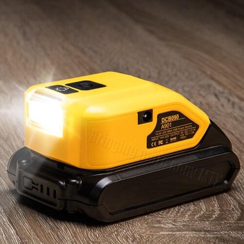 USB Converter Charger For DEWALT 14.4V 18V 20V Li-ion Battery Converter DCB090 USB Device Charging Adapter Power Supply LED ligh