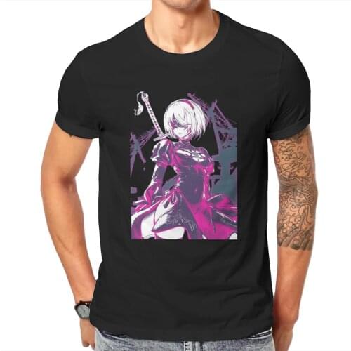 High Quality O-Neck 100 Cotton Neon 2B T-shirt NieR Automata sleeve short