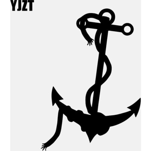 YJZT 11.1CM*15.8CM Boat Anchor Fisherman Captain Sailor Car Window Vinyl Decal Fishing Car Sticker Black/Silver C24-0575