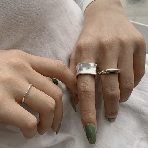 Minimalist Aesthetic Cube Geometric Width Finger Rings for Women Couple New Fashion Party Adjustable Accessories Jewelry Gift