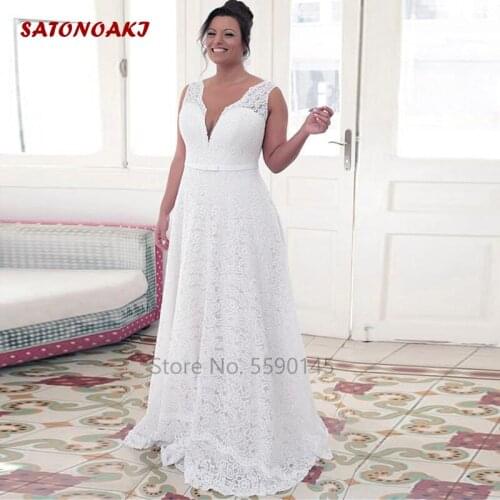 2020 Simple White Wedding Dress V-Neck A-Line With Bow Lace Bridal Gowns Vestido De Novia Robe Mariage Undefined Online Shop
