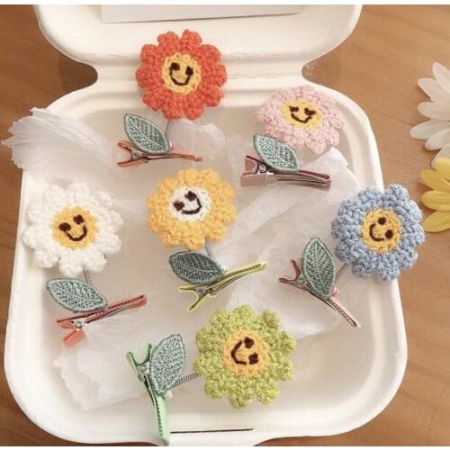 1pcs Women Girls Winter Knitting Snap Hair Clips Sweet Headwear Hair Ornament Hairpins Barrettes Wool Woven Hair Accessories