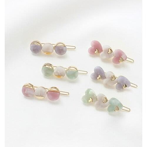 1pcs Metal Cute Hair Clips Love Heart Round Hairpins Candy Color Hair Clips Hair Accessories Women Girls Hair Styling Tools