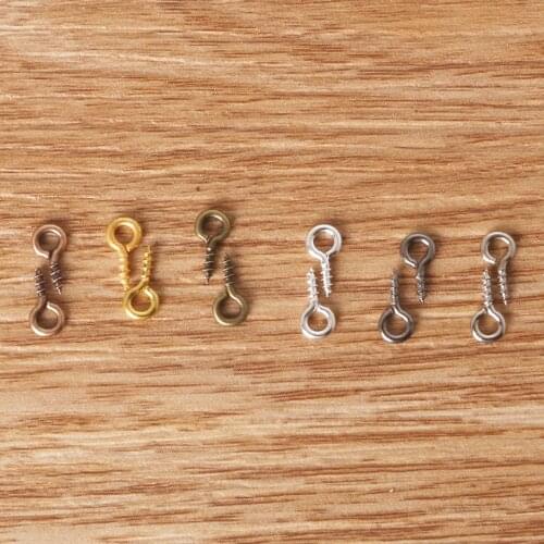 200pcs/lot Small Tiny Mini Eye Pins Eyepins Hooks Eyelets Screw Threaded Silver Clasps Hooks Jewelry Findings Wholesale 4*9mm
