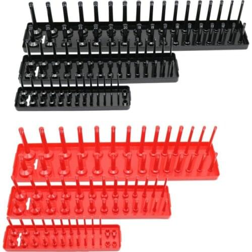 3/6PCS Set 1/4'' 3/8'' 1/2'' Socket Organizer Sleeve Holder Garage Storage Tool Metric SAE Plastic Home Tool Rack Tray Organizer