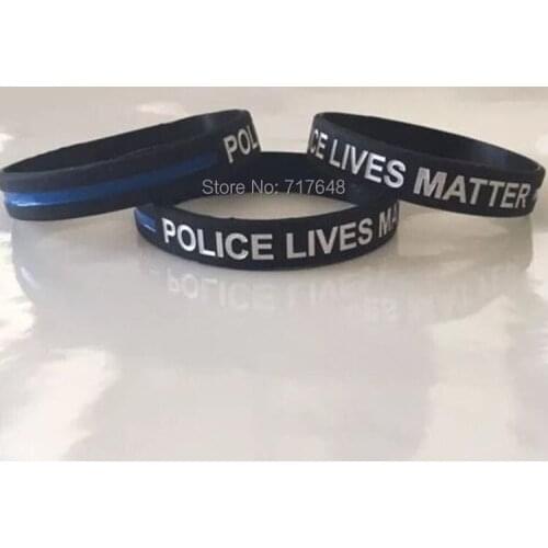 300pcs Thin Blue Line Police Lives Matter wristband silicone bracelets free shipping by FEDEX