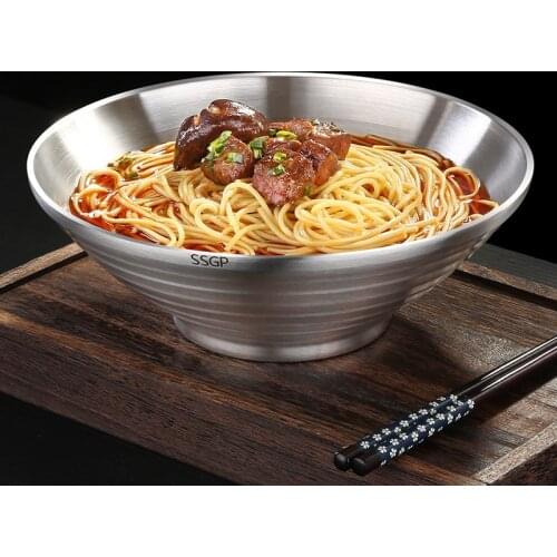 304 Anti-scald Creative Stainless Steel Bowl Instant Japanese Noodle Soup Rice Ramen Bowl Anti-scalding Tableware Supplies