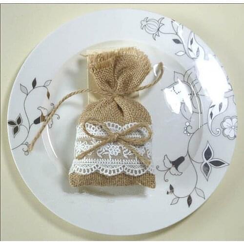 4" x 6" lace twine Cotton Linen Drawstring Bags with hot pink ribbon Necklace Bracelet Jewelry bag free shipping wholesale