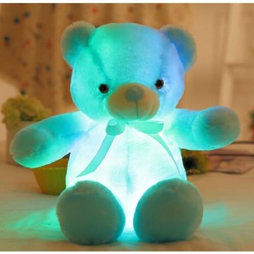 80cm Creative Light Up LED Inductive Teddy Bear Stuffed Animal Toys Night Light Plush Pillow Birthday Gifts for Toddlers Girls